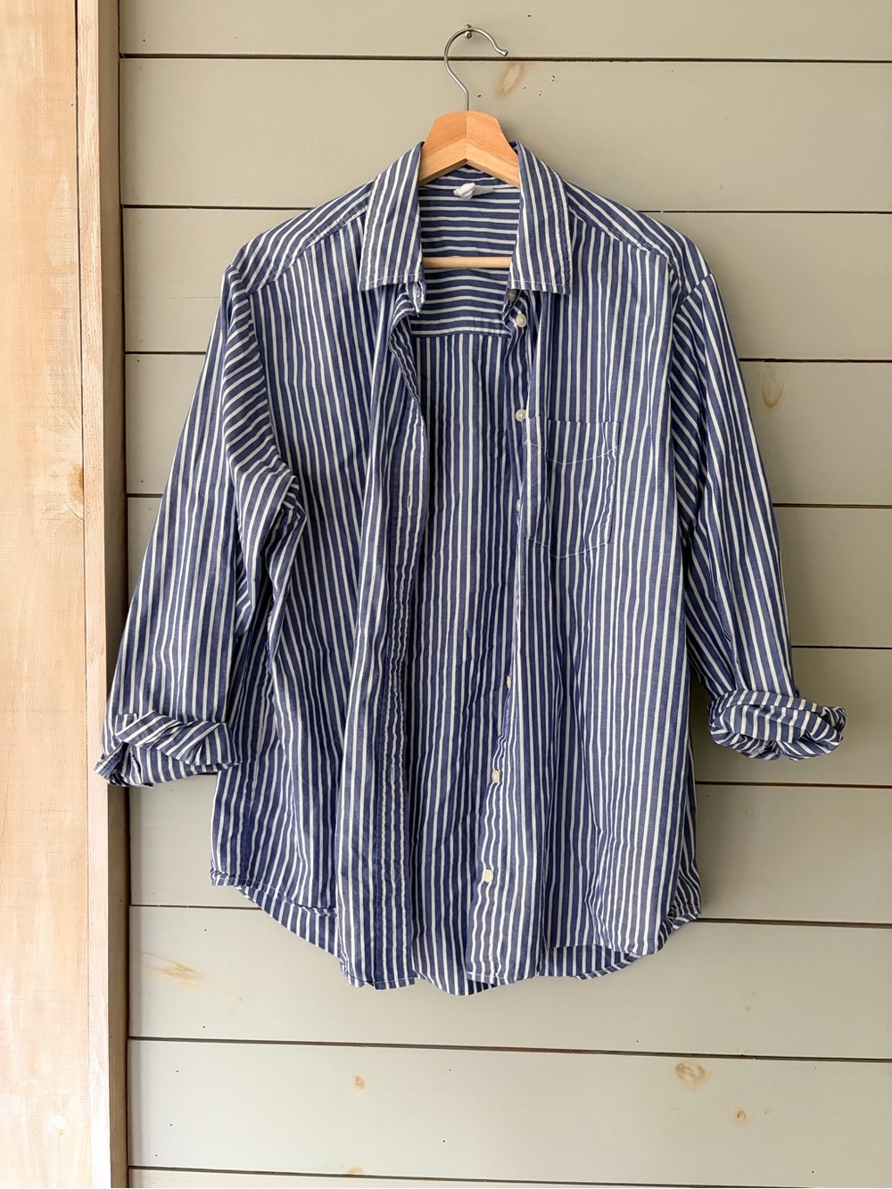 GAP The Big Shirt Blue White Striped Oversized Button Down Size M